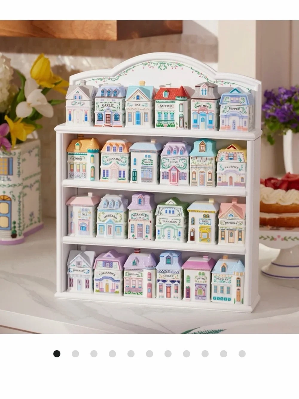 Lenox Ceramic Miniature Spice Village Set in Pastel Colors